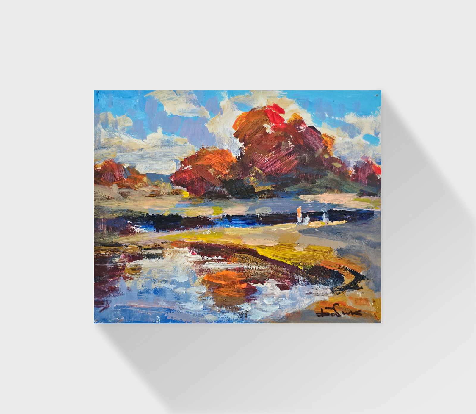 Acrylic painting red autumn Vyacheslav Petrovich Babac - 11