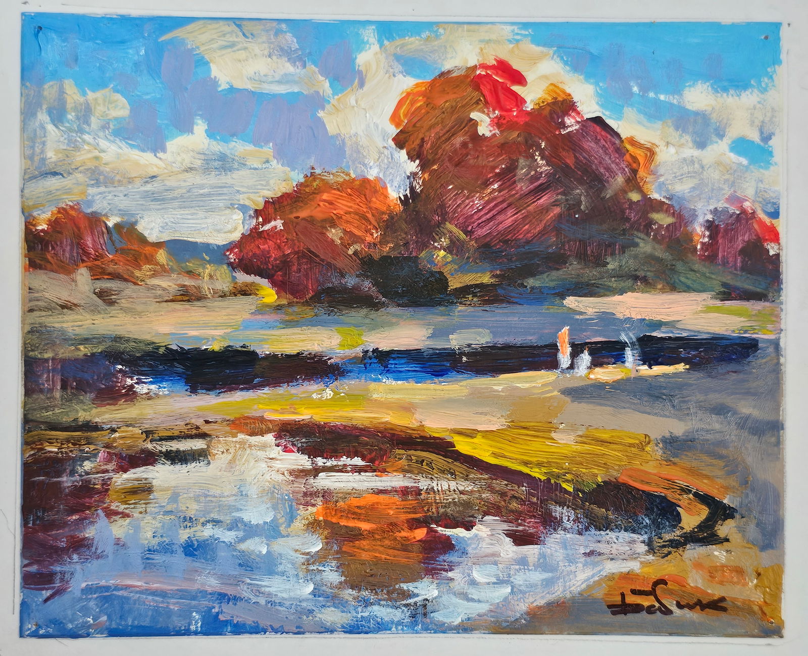 Acrylic painting red autumn Vyacheslav Petrovich Babac - 2