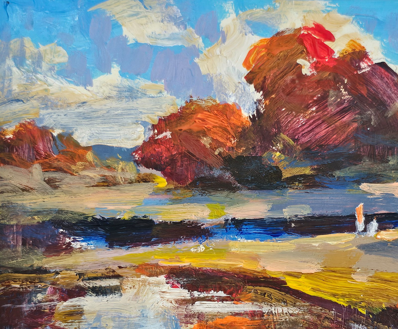 Acrylic painting red autumn Vyacheslav Petrovich Babac - 4