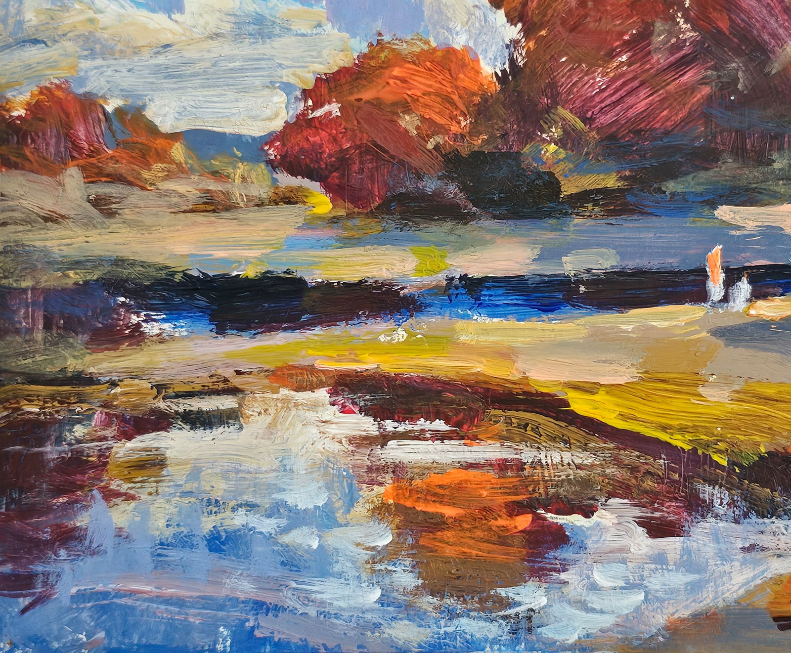 Acrylic painting red autumn Vyacheslav Petrovich Babac - 6