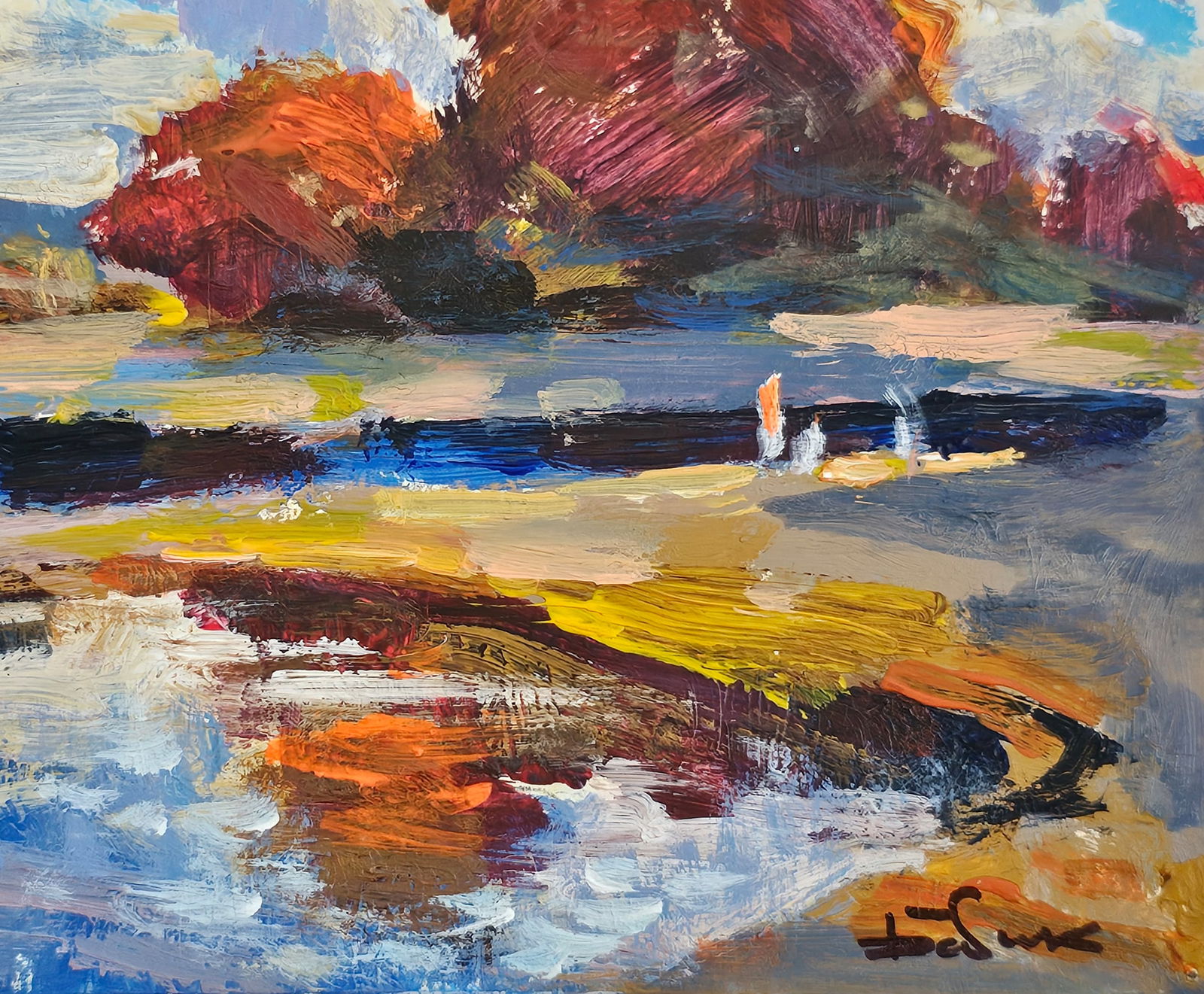 Acrylic painting red autumn Vyacheslav Petrovich Babac - 7