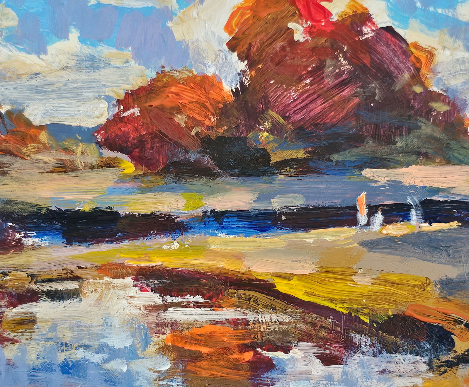 Acrylic painting red autumn Vyacheslav Petrovich Babac - 8