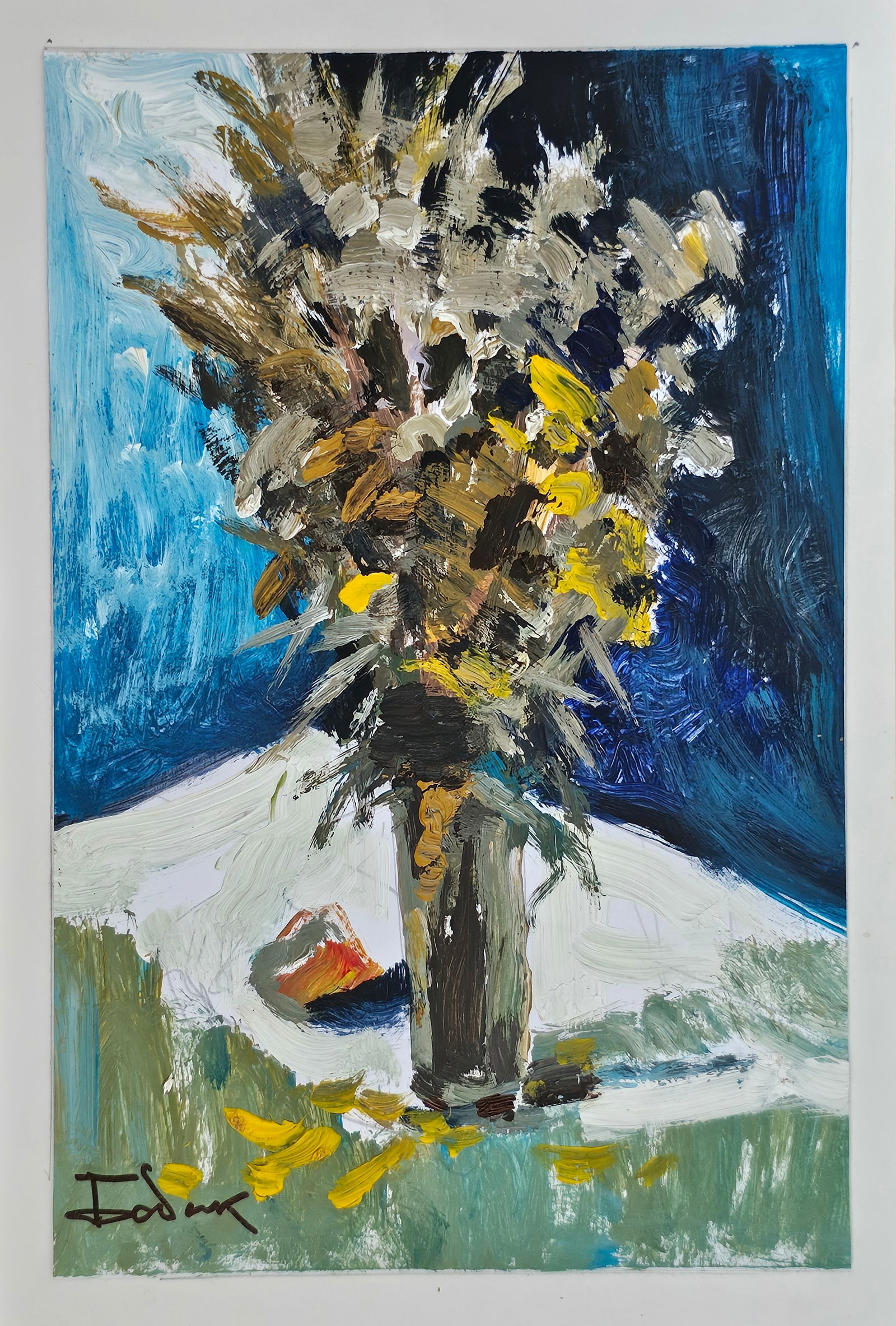 Acrylic painting Dried flowers Vyacheslav Petrovich Babac - 2