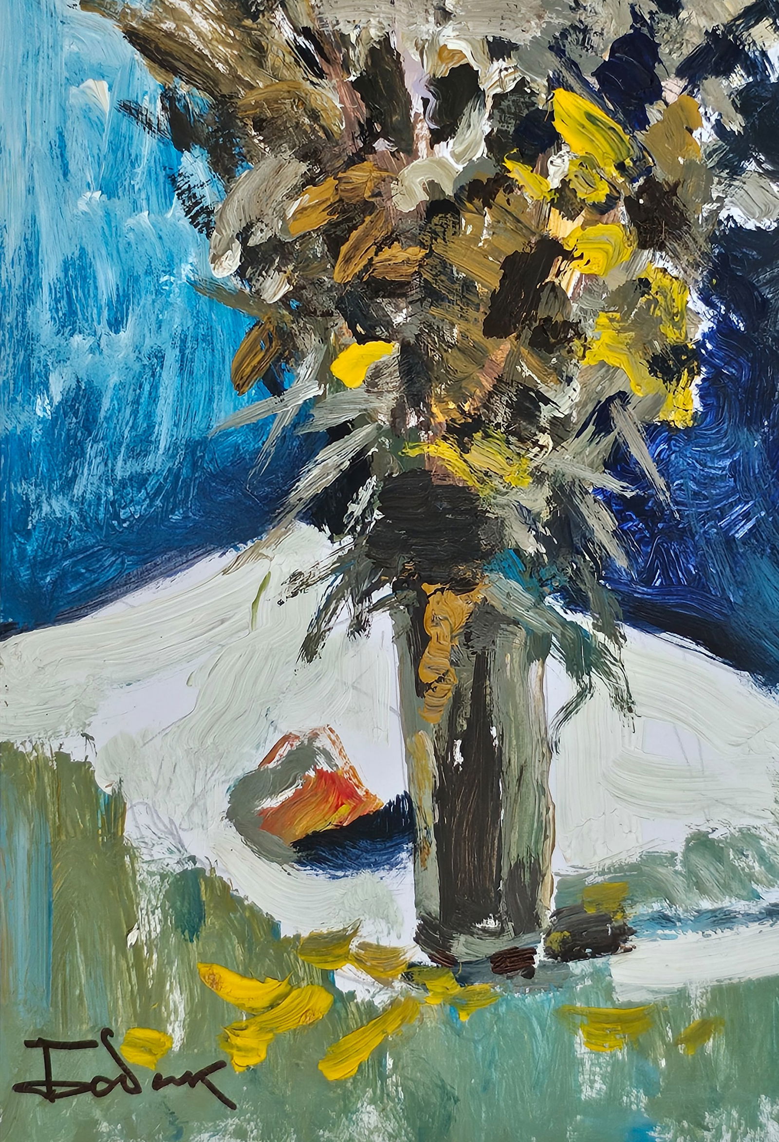 Acrylic painting Dried flowers Vyacheslav Petrovich Babac - 6