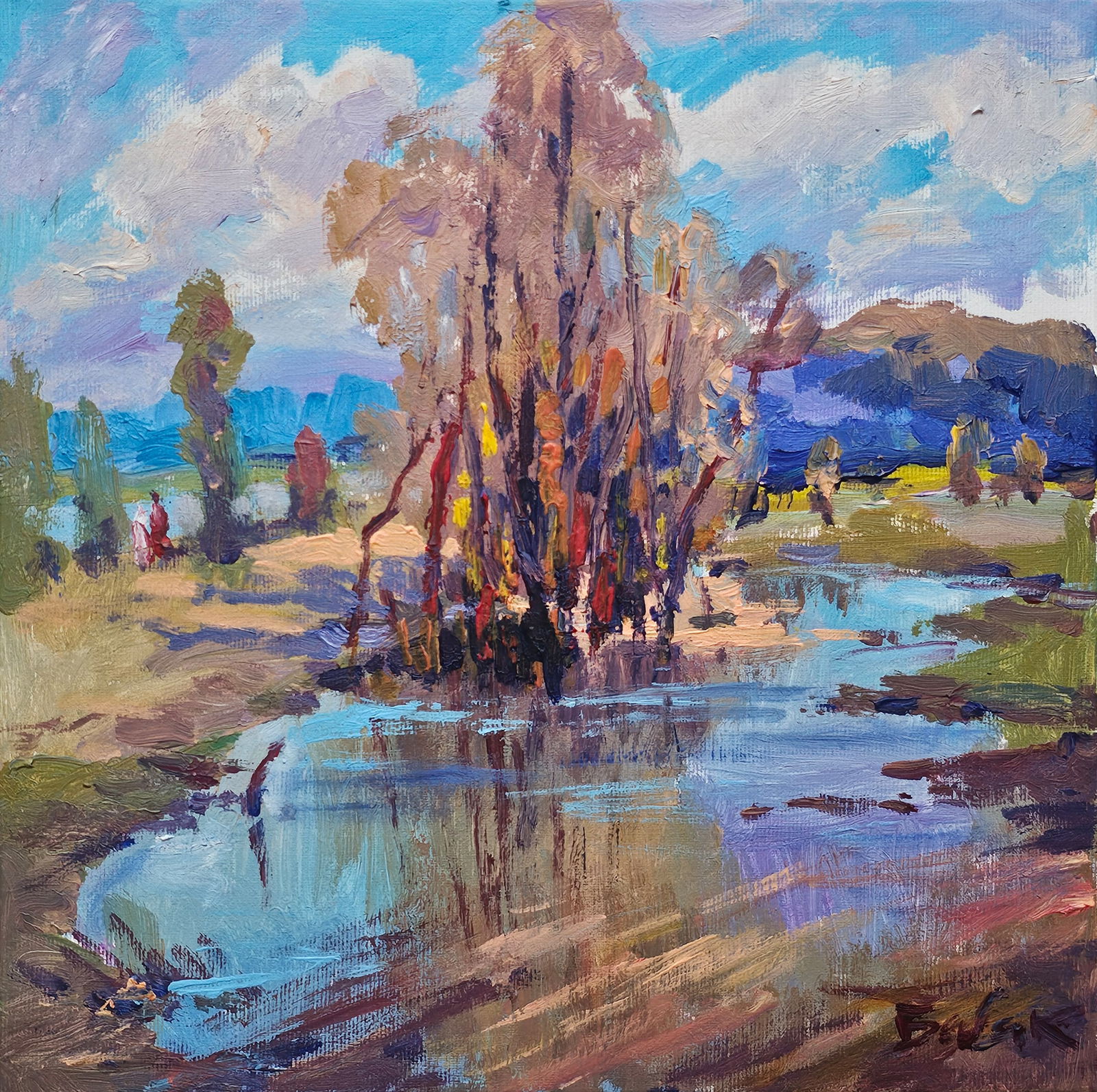 Acrylic painting autumn landscape Vyacheslav Petrovich Babac: Title: Acrylic painting autumn landscape Vyacheslav Petrovich Babac Description: 468BA Painter: Vyacheslav Petrovick Babac Size: 30x30 cm/ 11.81x11.81 inches Components: Acrylic, canvas Original paint