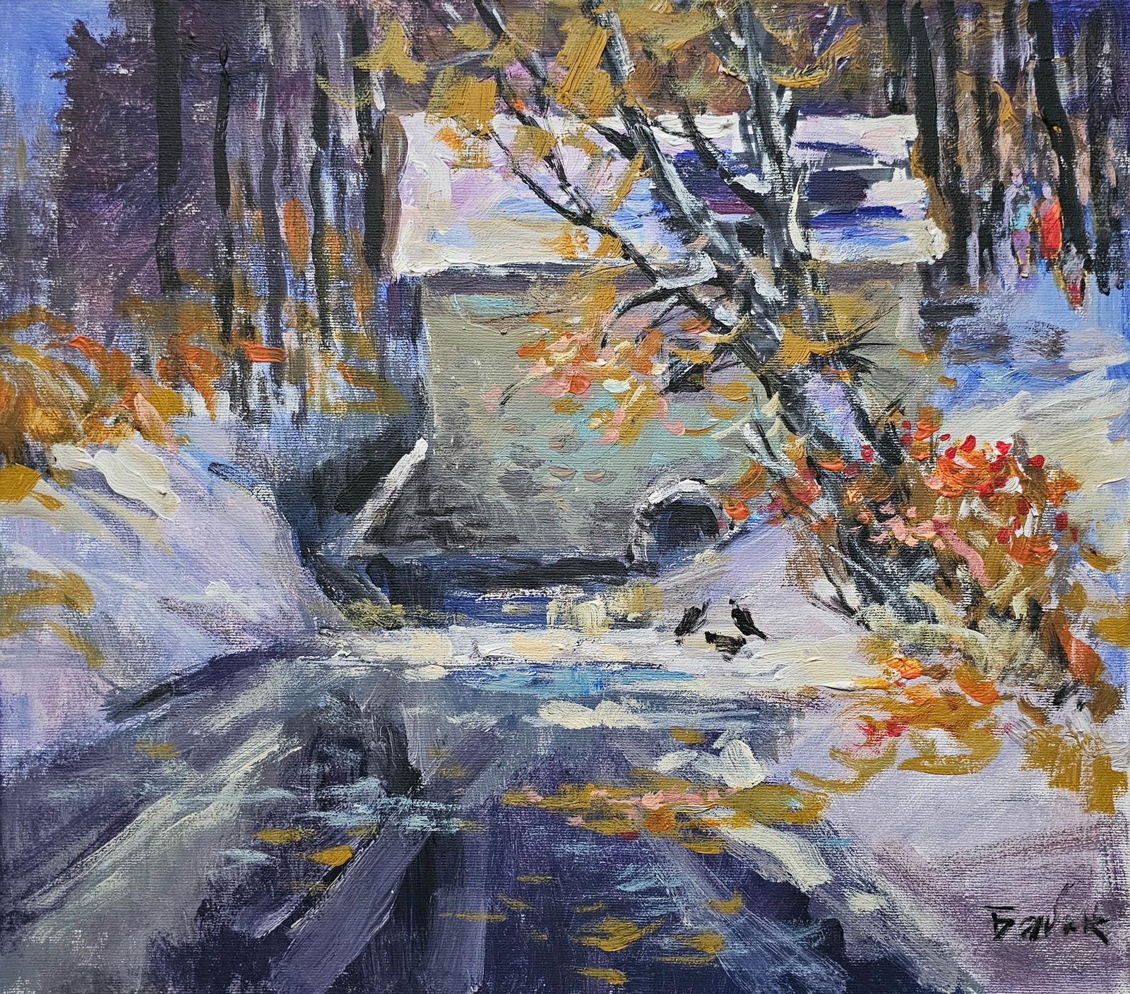 Acrylic painting Old mill Vyacheslav Petrovich Babac (1 of 10)