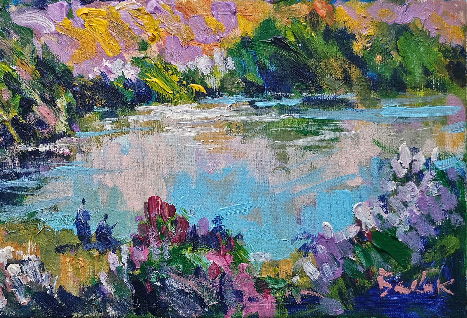 Acrylic painting lake Vyacheslav Petrovich Babac - 6