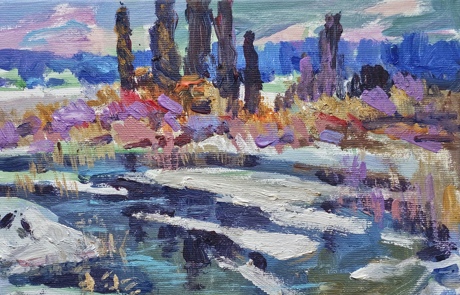 Acrylic painting winter Vyacheslav Petrovich Babac - 4