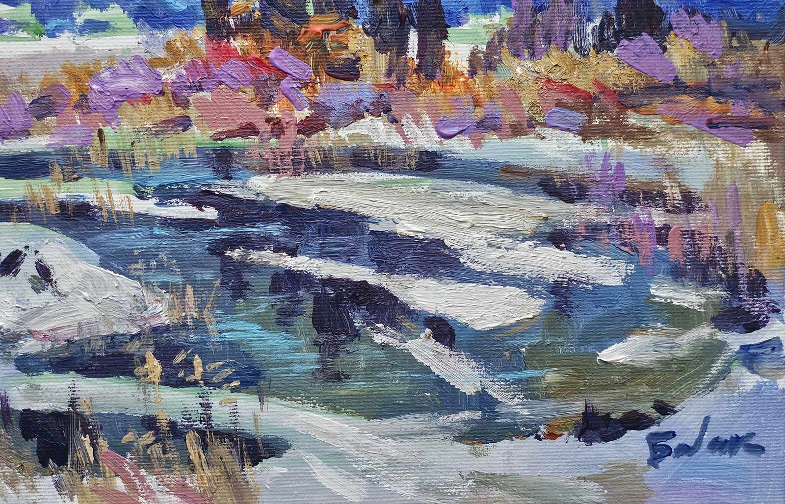 Acrylic painting winter Vyacheslav Petrovich Babac - 6