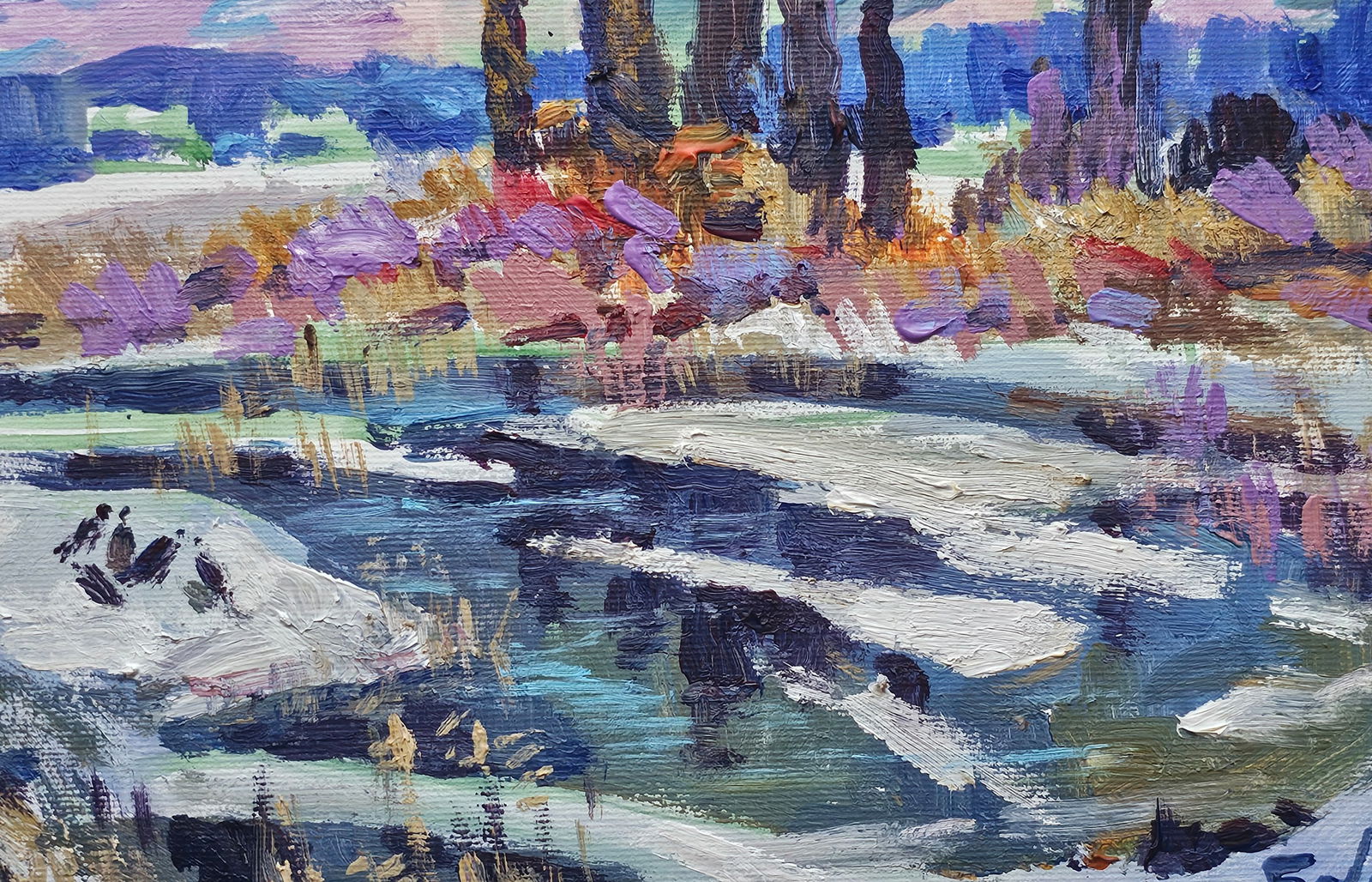 Acrylic painting winter Vyacheslav Petrovich Babac - 7