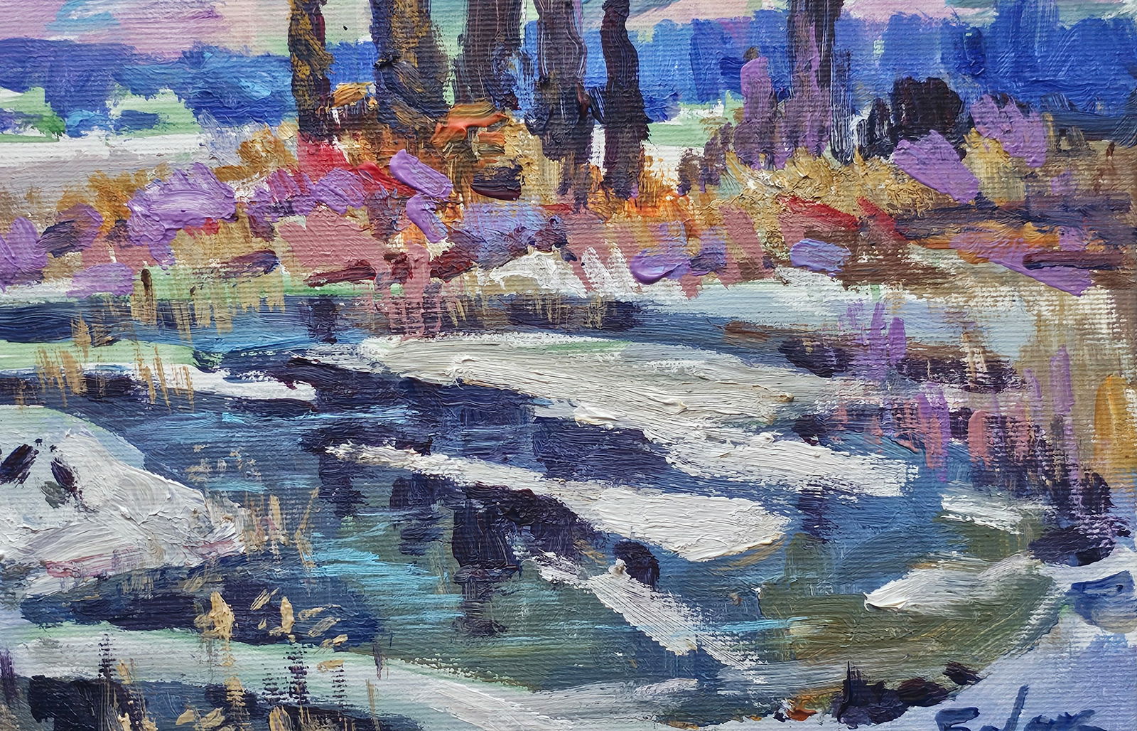 Acrylic painting winter Vyacheslav Petrovich Babac - 9