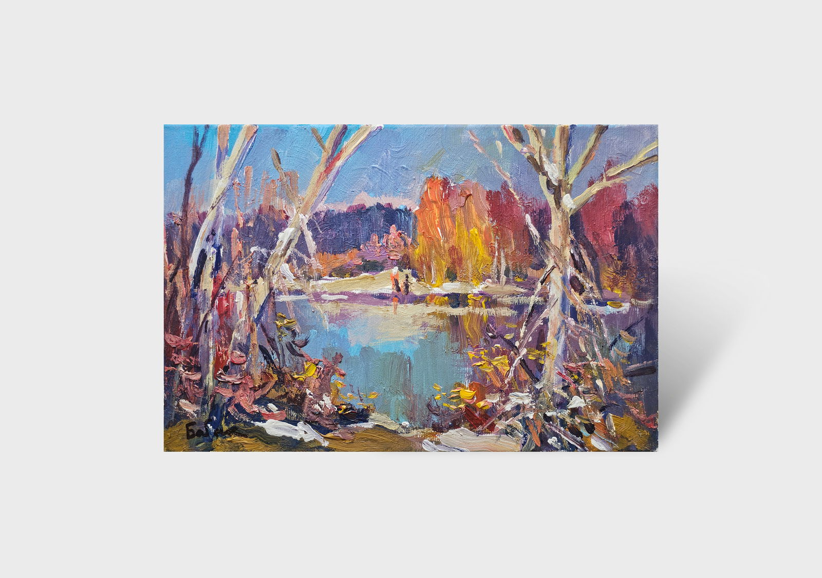 Acrylic painting first snow Vyacheslav Petrovich Babac - 10