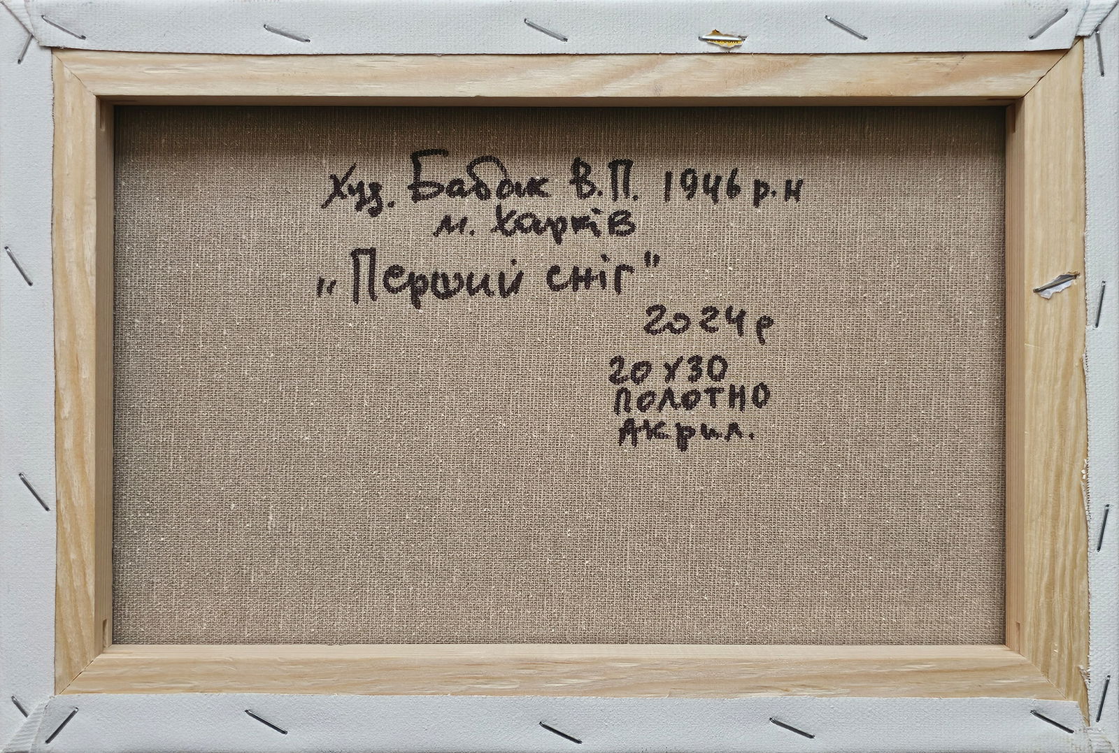 Acrylic painting first snow Vyacheslav Petrovich Babac - 2