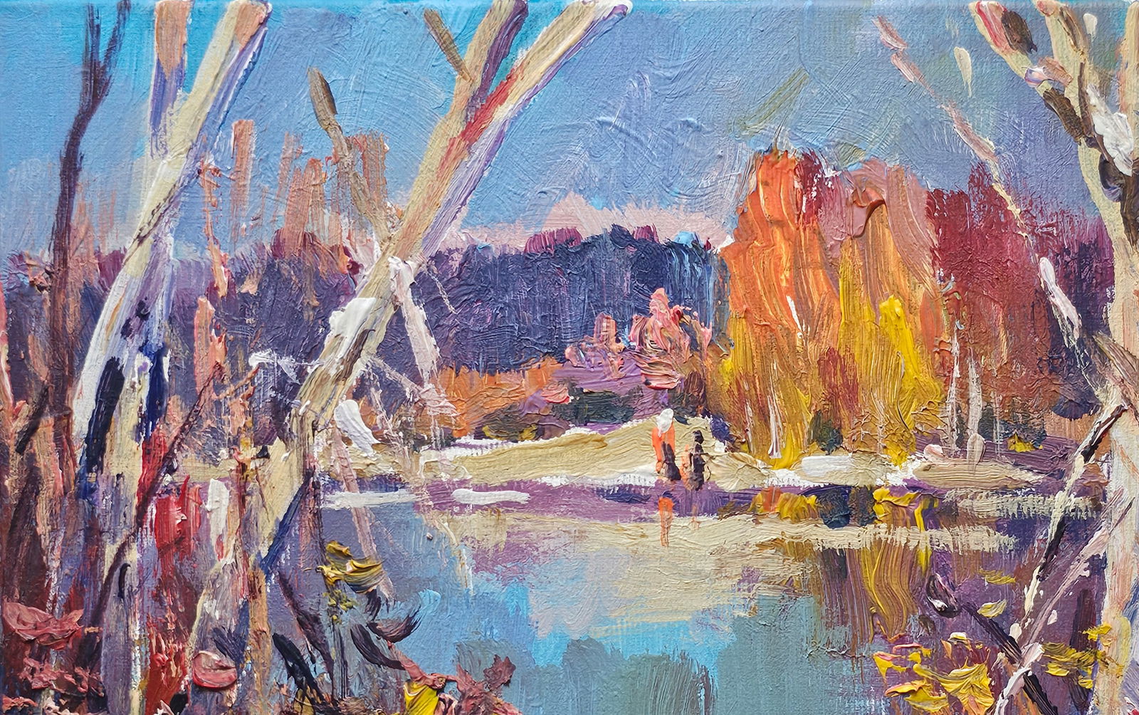 Acrylic painting first snow Vyacheslav Petrovich Babac - 3