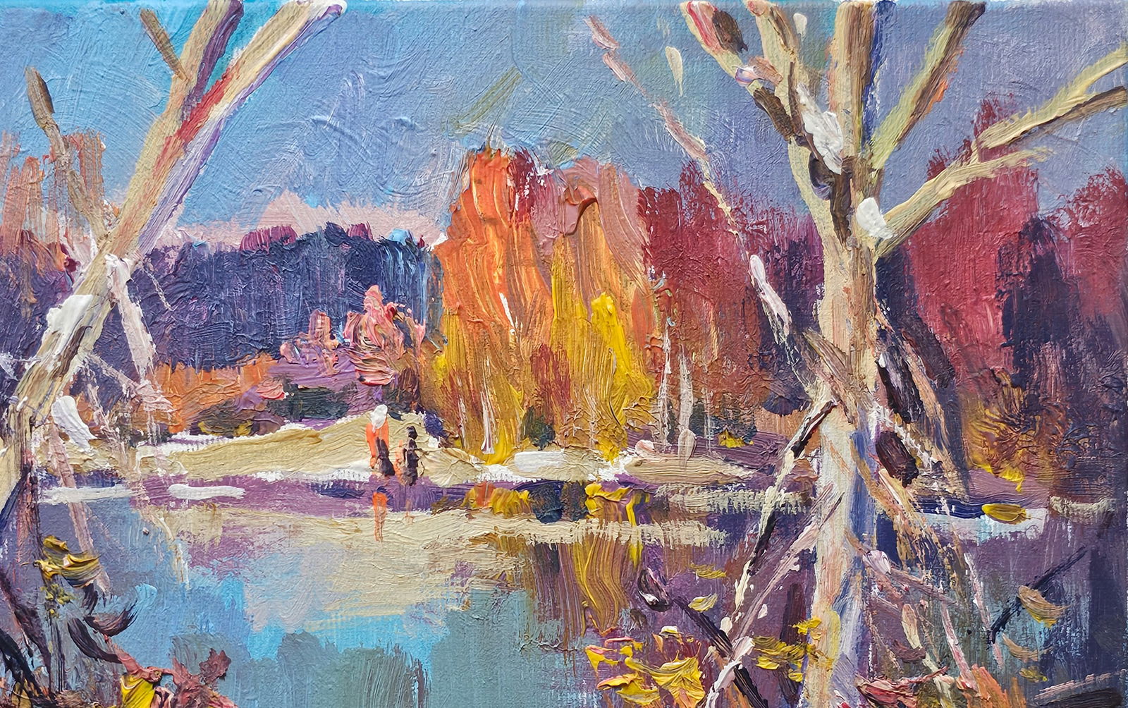 Acrylic painting first snow Vyacheslav Petrovich Babac - 4