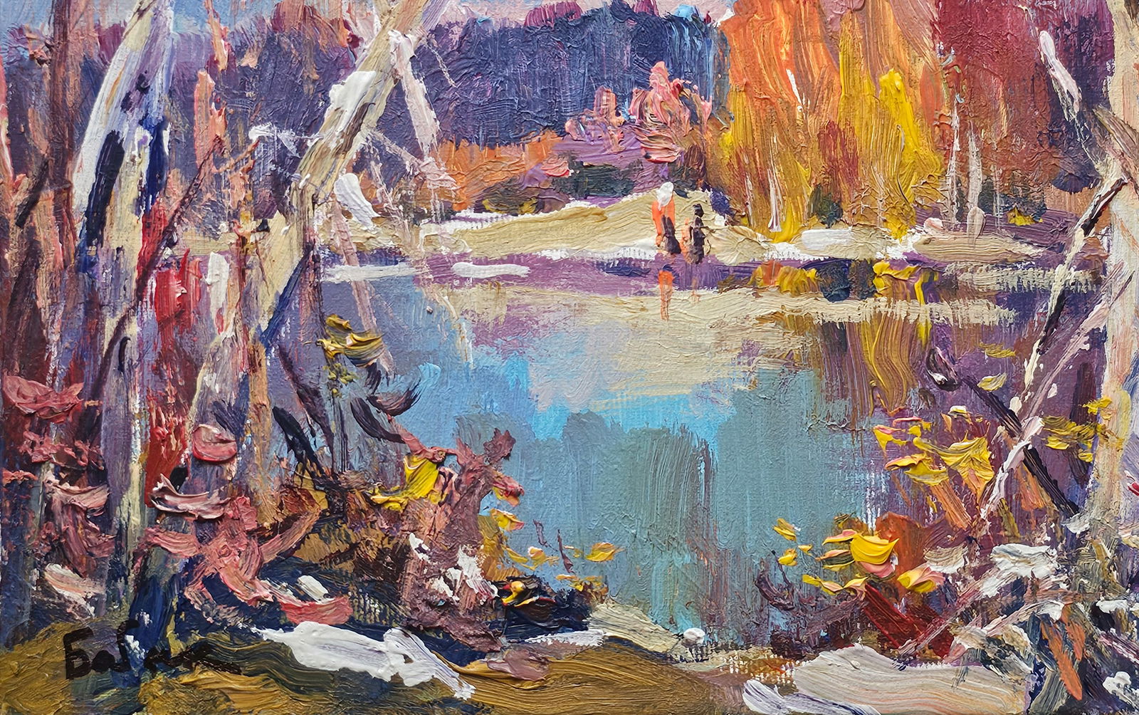 Acrylic painting first snow Vyacheslav Petrovich Babac - 5