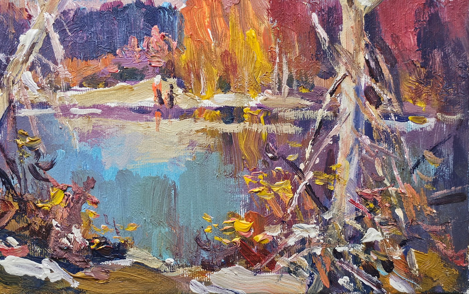 Acrylic painting first snow Vyacheslav Petrovich Babac - 6