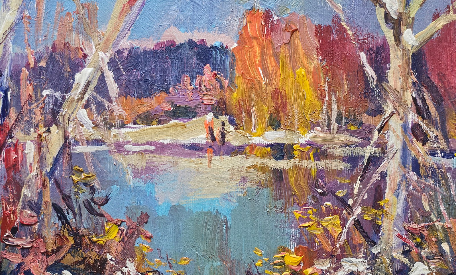 Acrylic painting first snow Vyacheslav Petrovich Babac - 7