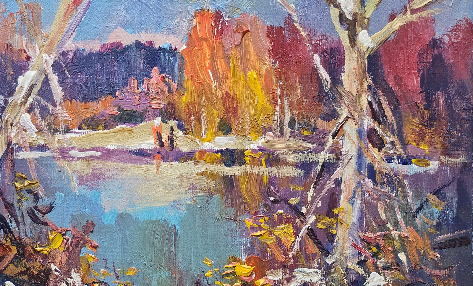 Acrylic painting first snow Vyacheslav Petrovich Babac - 9