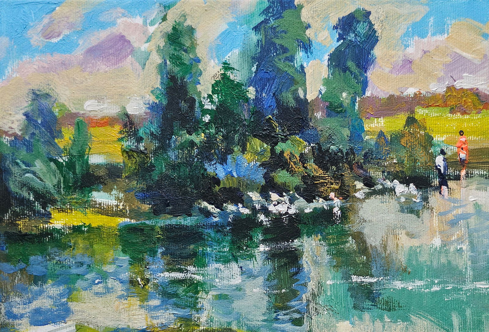 Acrylic painting pond Vyacheslav Petrovich Babac - 3