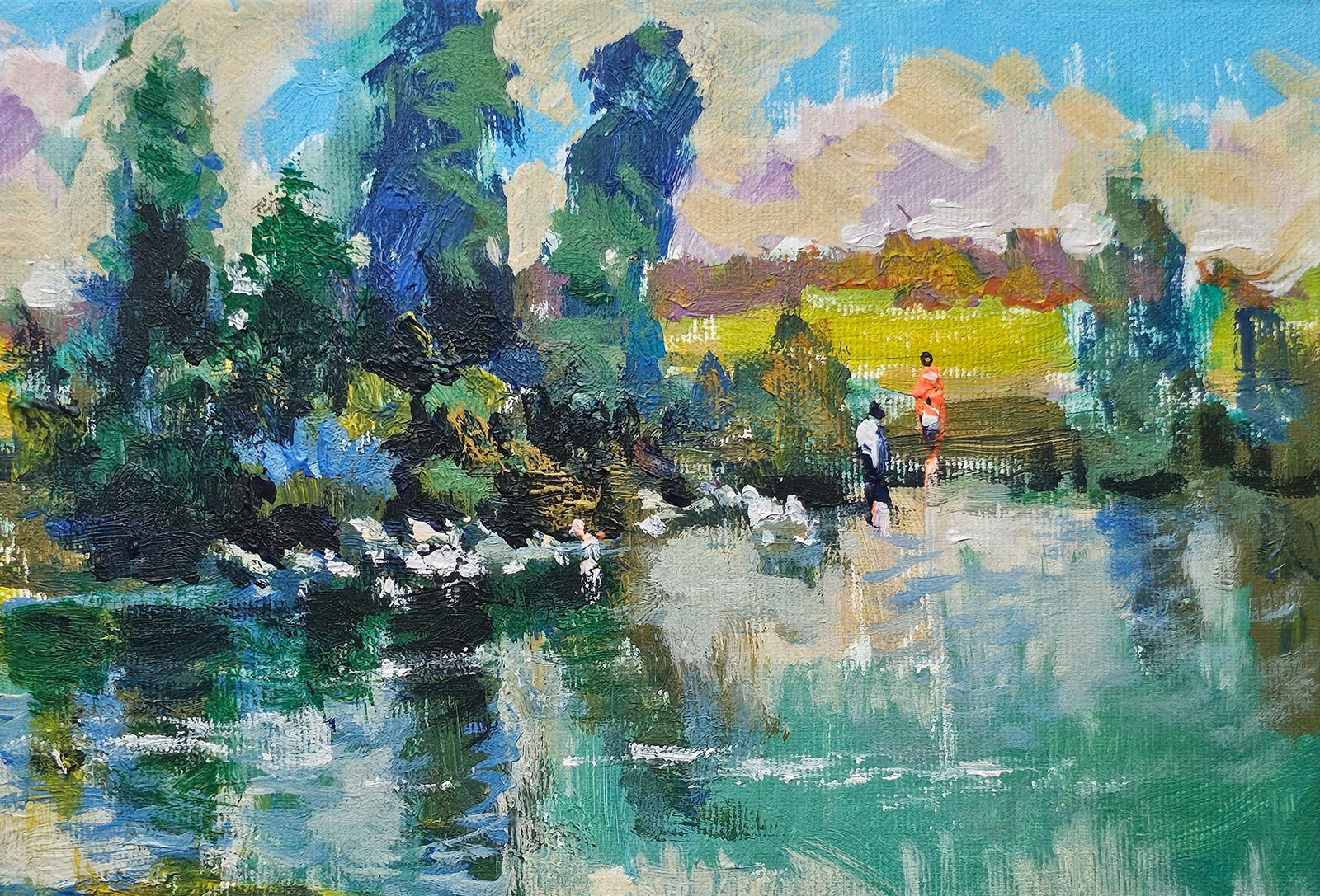 Acrylic painting pond Vyacheslav Petrovich Babac - 4