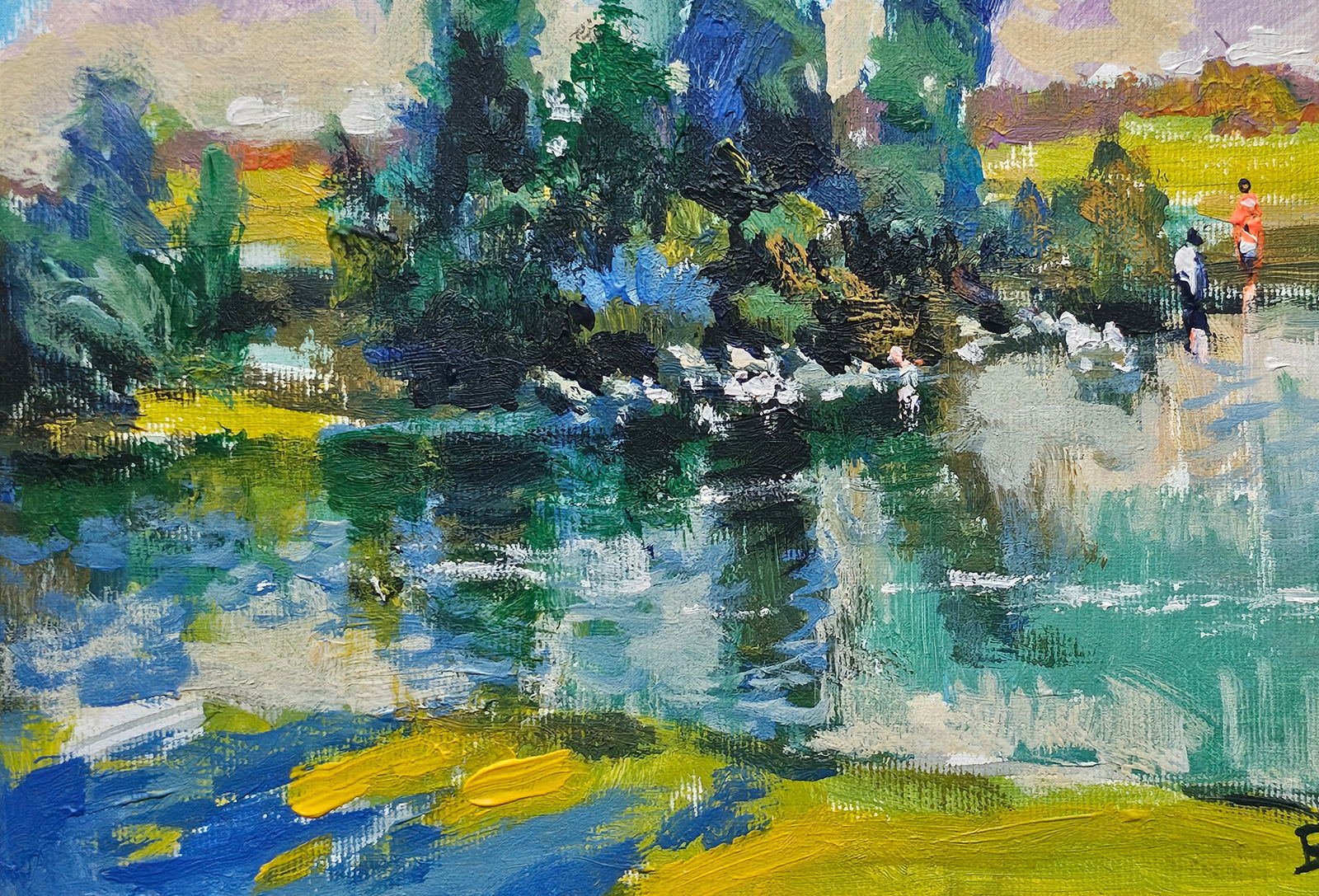 Acrylic painting pond Vyacheslav Petrovich Babac - 5