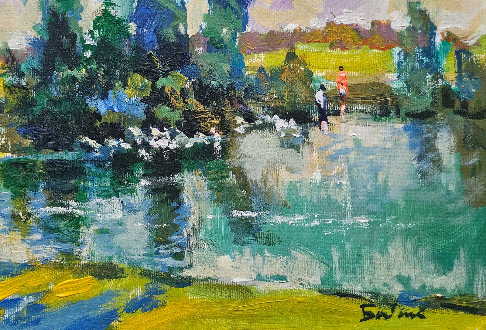 Acrylic painting pond Vyacheslav Petrovich Babac - 6