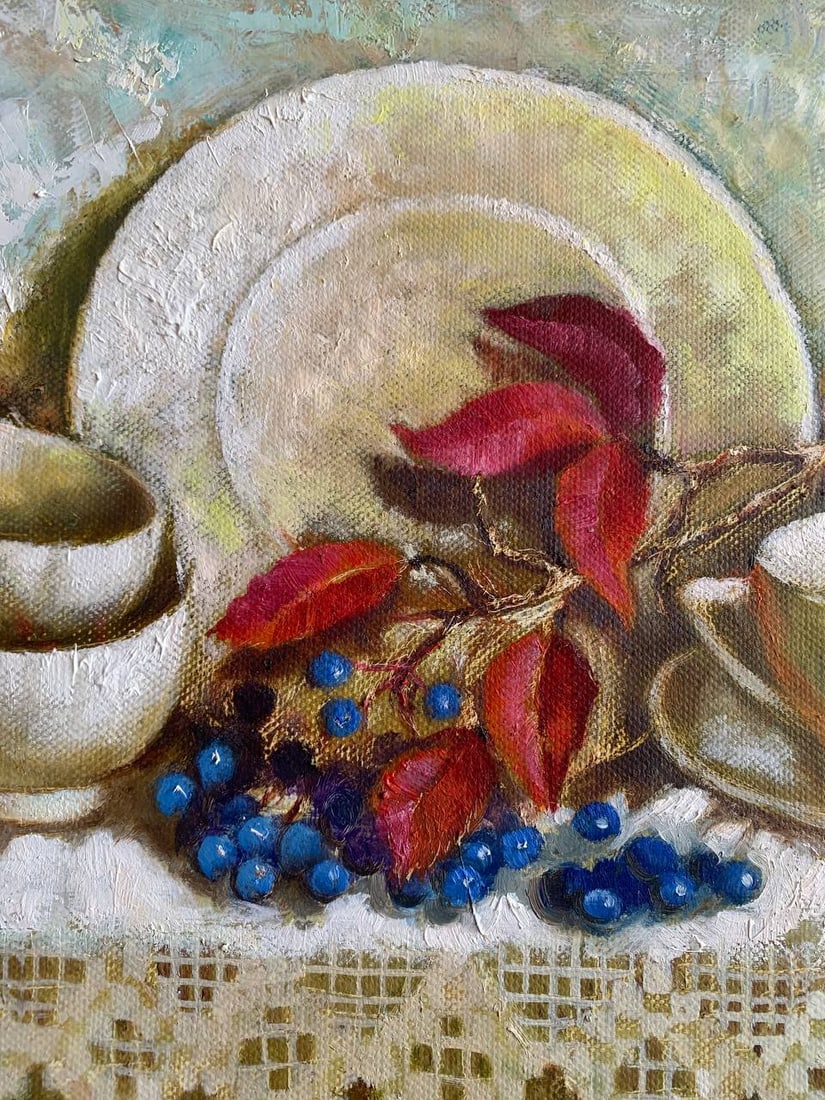 Oil painting Ukrainian tableware Maria Mitrick - 2