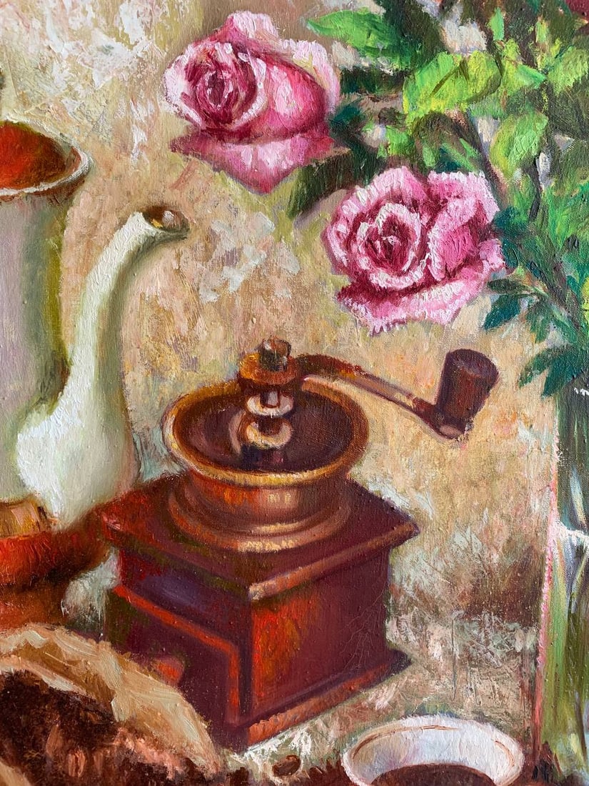 Oil painting morning coffee Maria Mitrick - 2