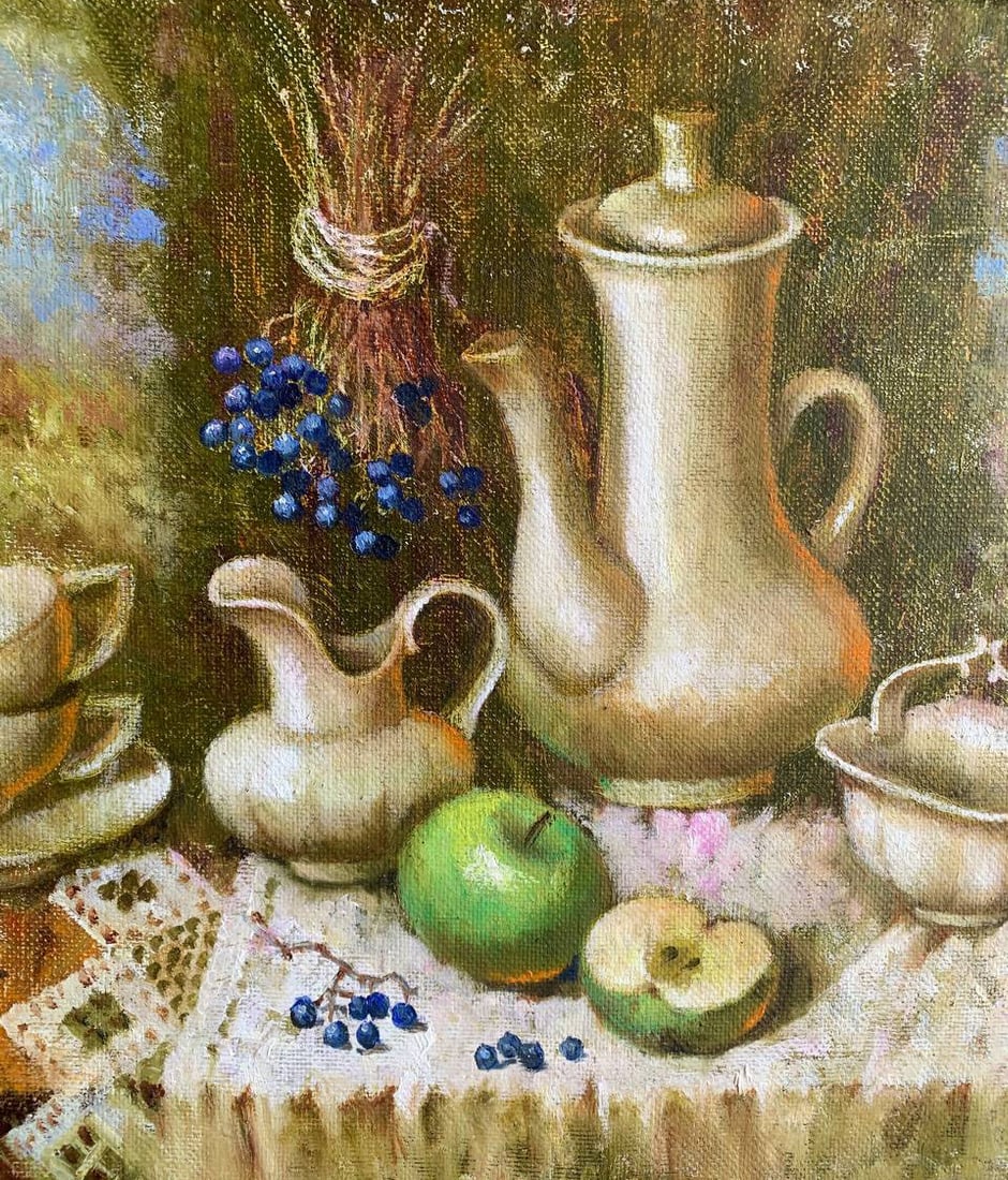 Oil painting still life with violets Maria Mitrick - 3