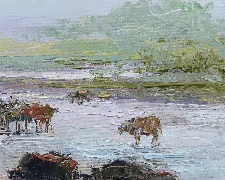 Oil painting Traveling in Georgia, Svaneti Andrii G. - 2