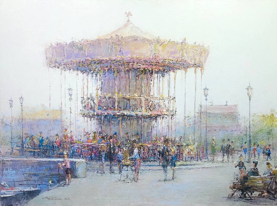 Oil painting Children's entertainment, Travel to France, Honfleur, Andrii G. (1 of 7)