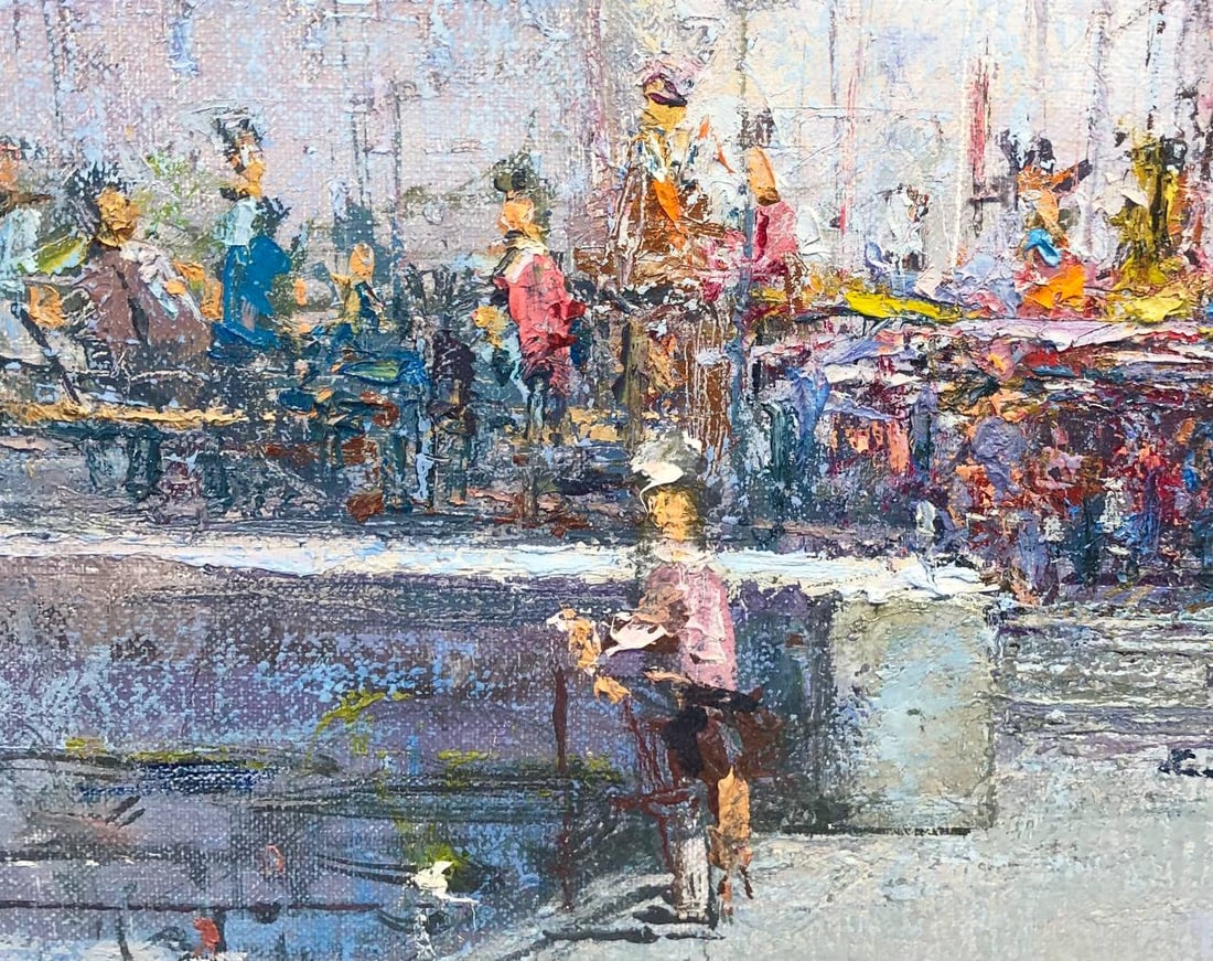 Oil painting Children's entertainment, Travel to France, Honfleur, Andrii G. - 2