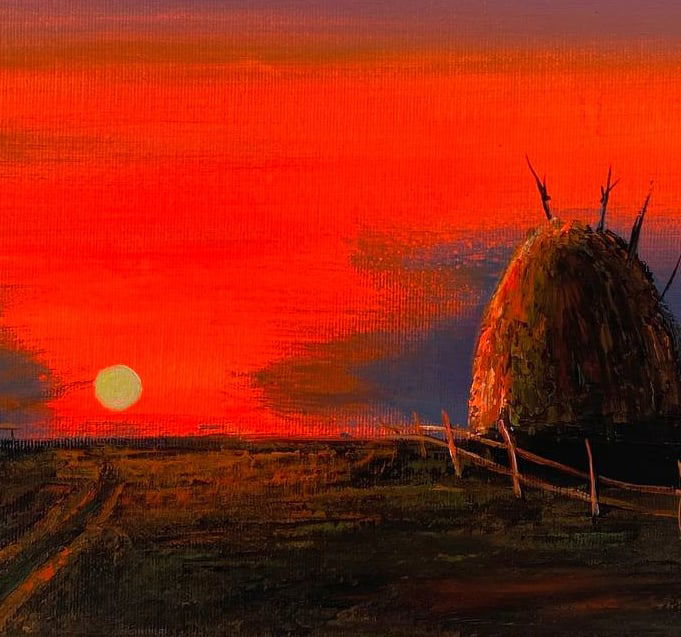 Acrylic painting the sun sparkled after the harvest Igor Kutsenko - 9