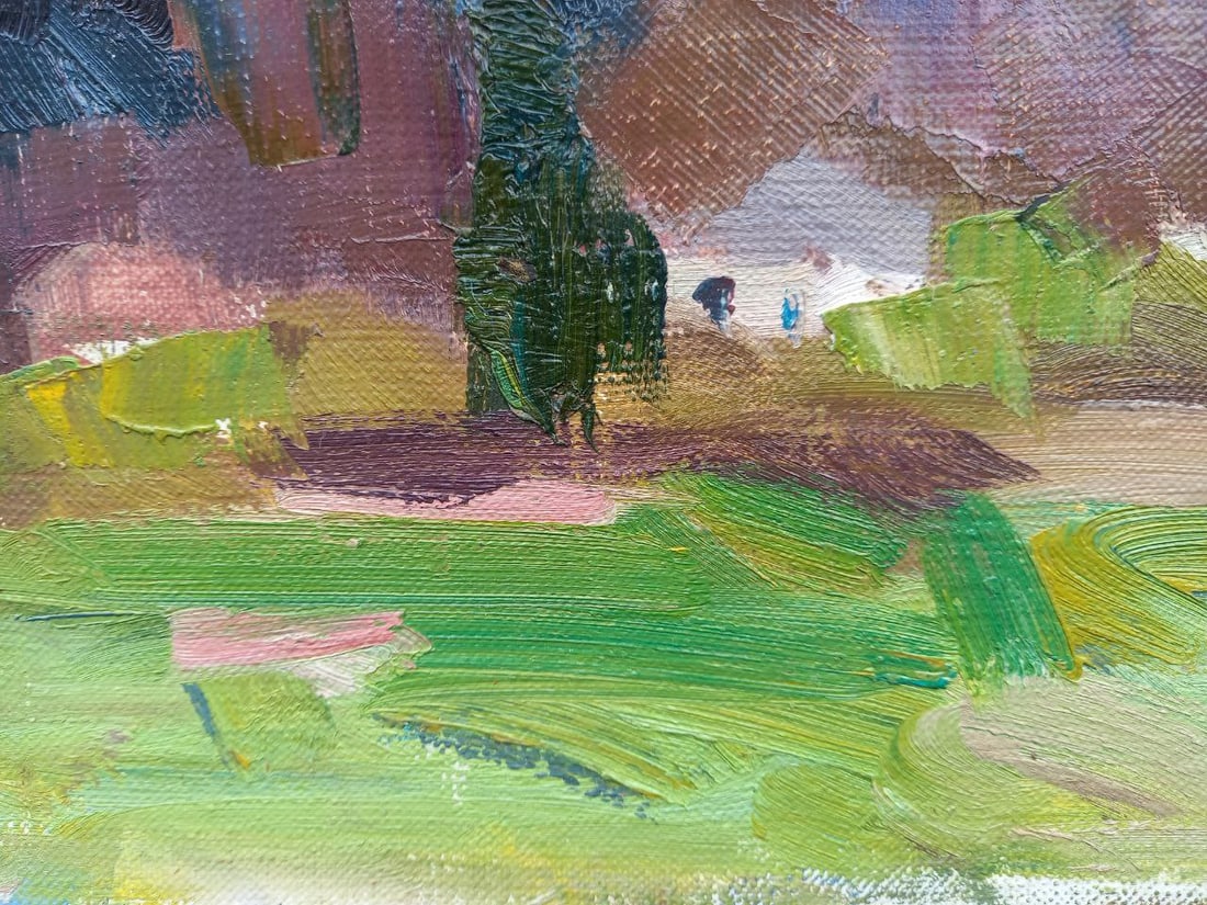 Oil painting village near the river Alex Ditriev - 2