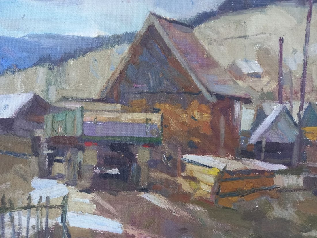 Oil painting Carpathian village Alex Ditriev - 3