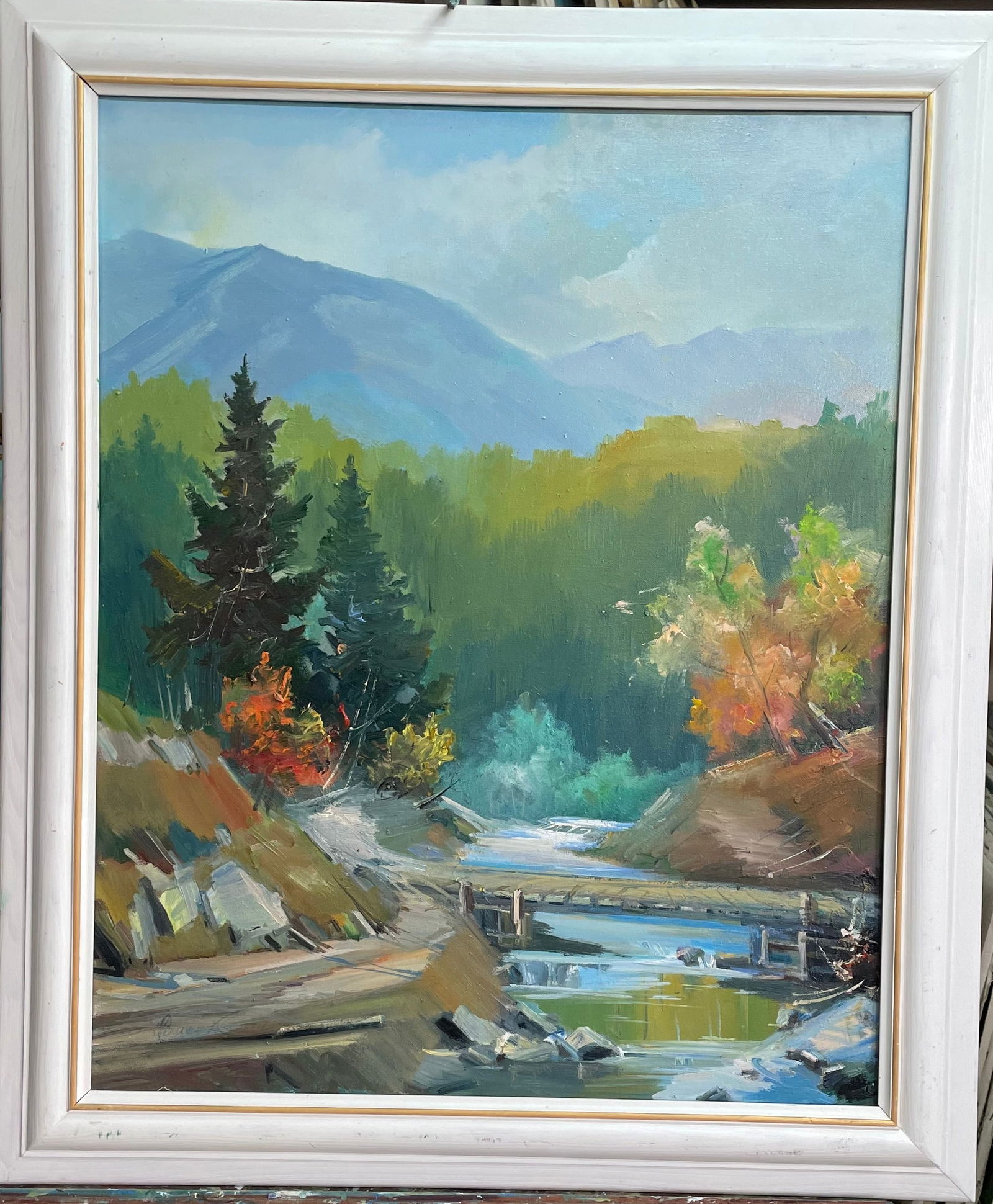 Oil painting River bridge Ivan Romanyuk - 2
