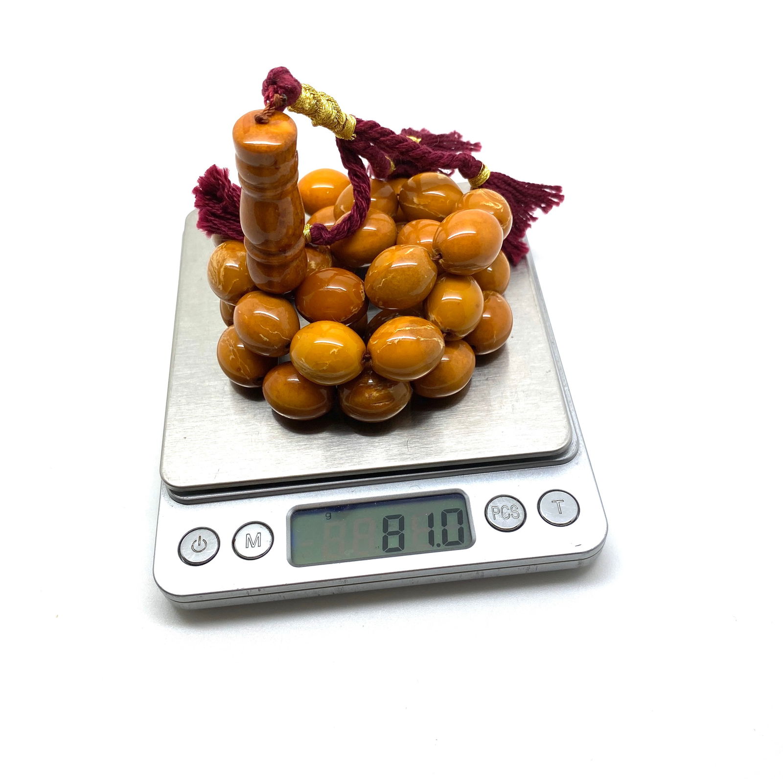 Antique Amber Tesbih made from Olive shaped Amber beads - 5