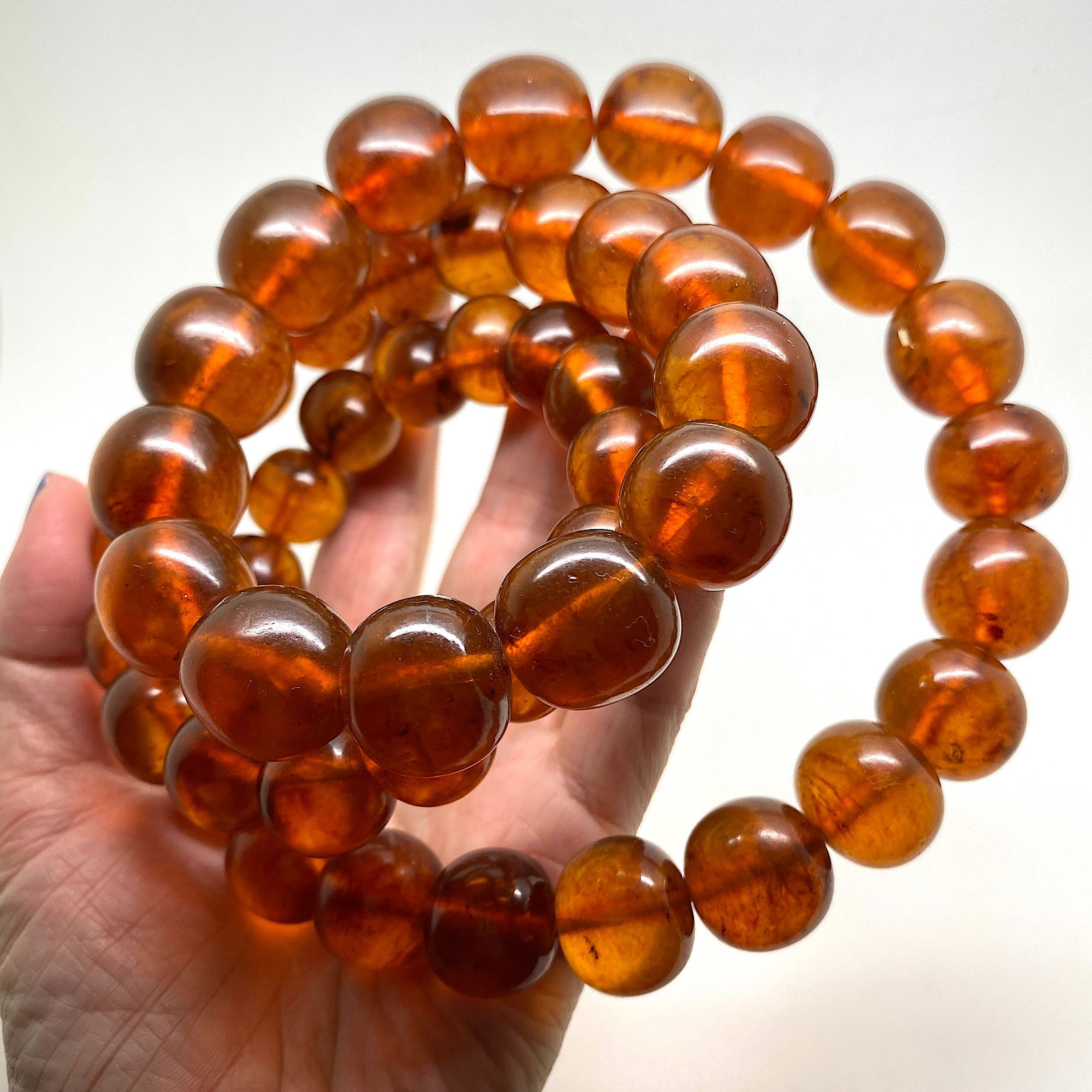 Amazing Unique Vintage Amber Necklace made from Round Amber beads - 9