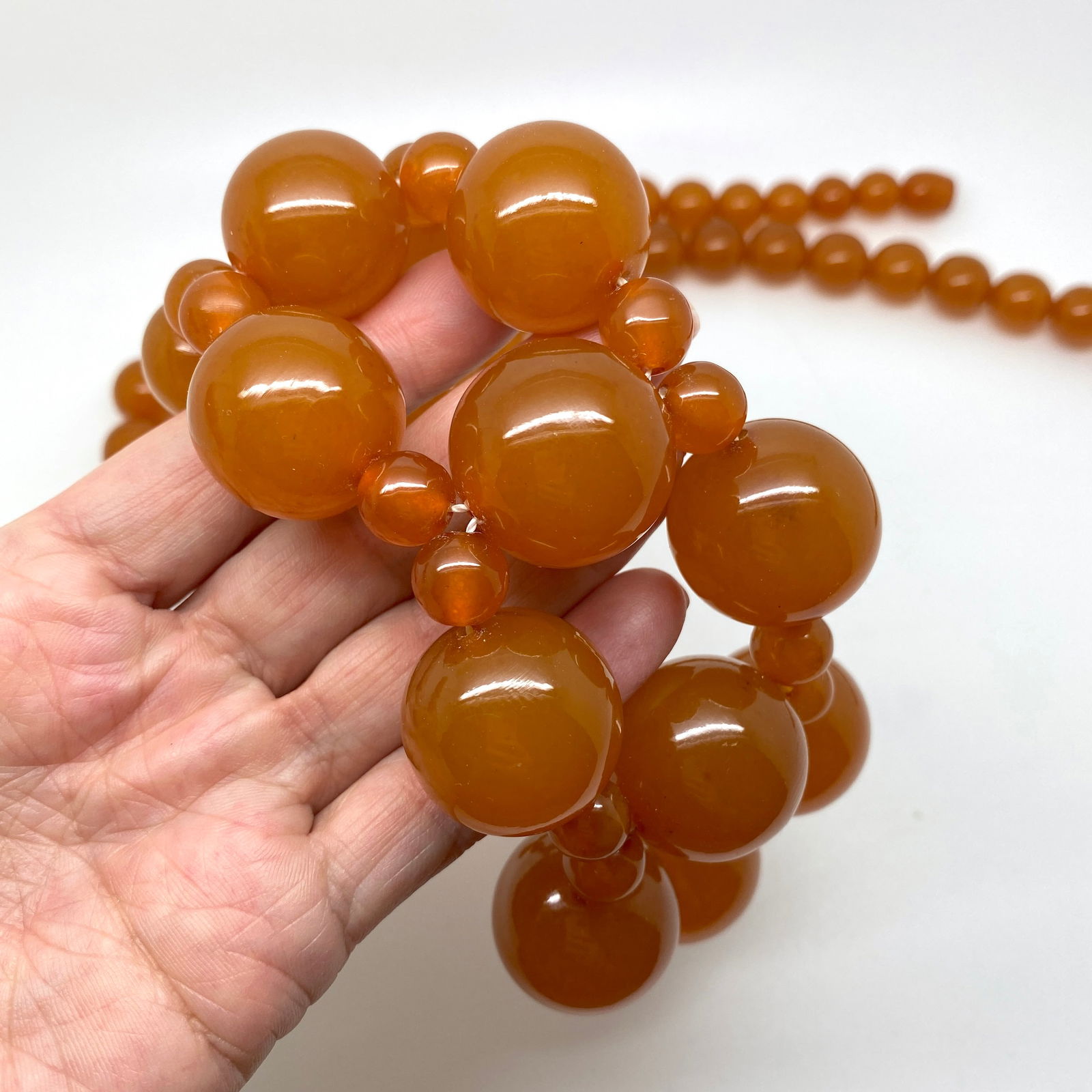 Antique Amber Necklace made from Round Amber beads - 6