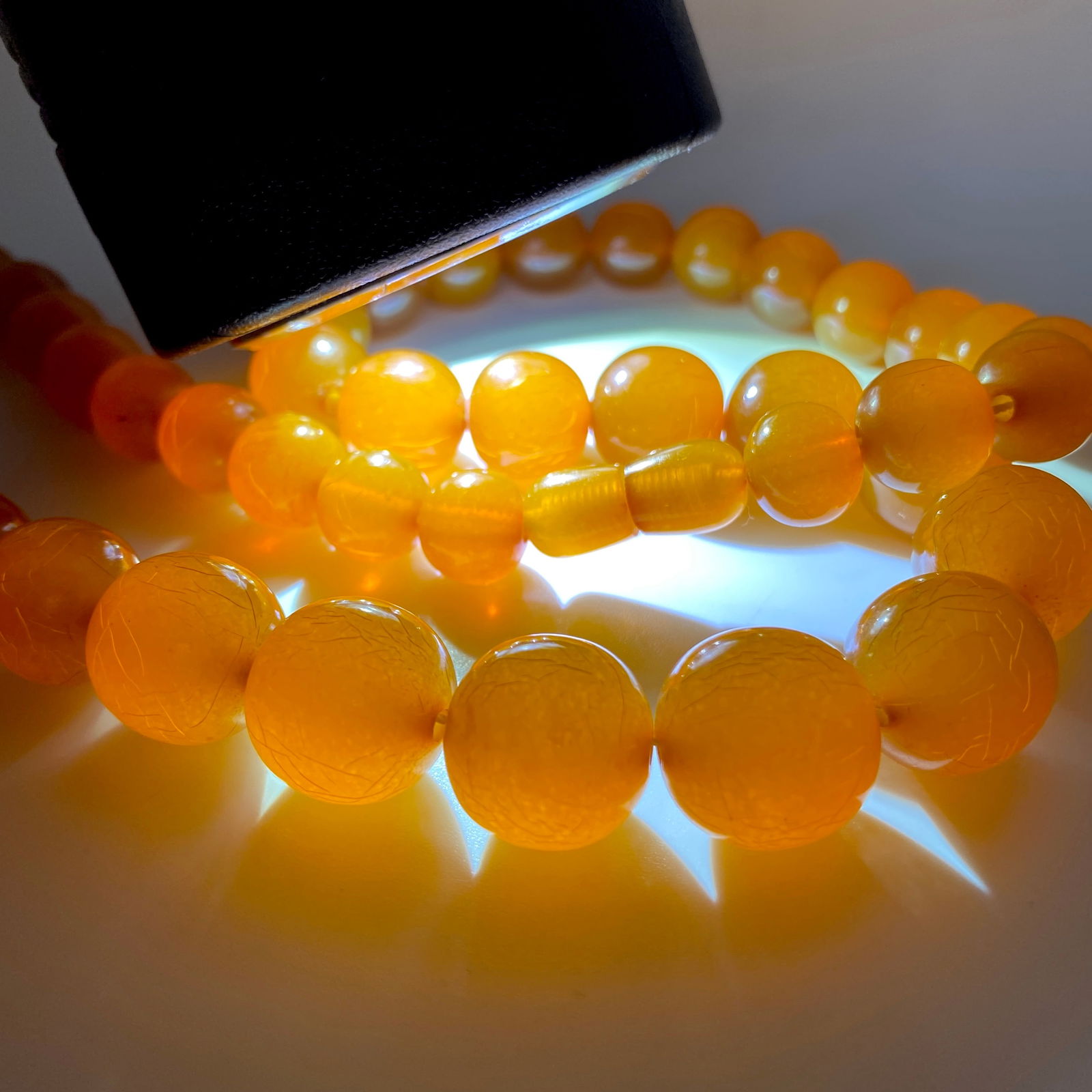 Alluring Unique Vintage Amber Necklace made from Round Amber beads - 8