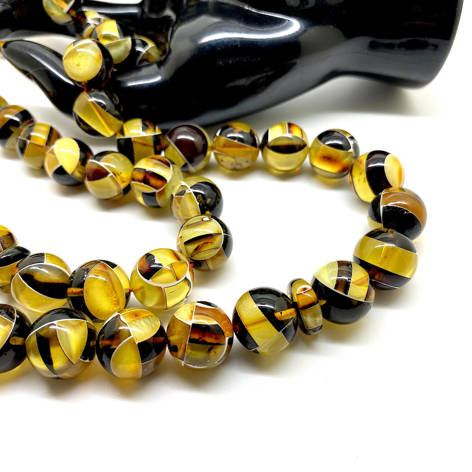 Unique and Staggering Amber Tesbih made from Round Amber beads - 14