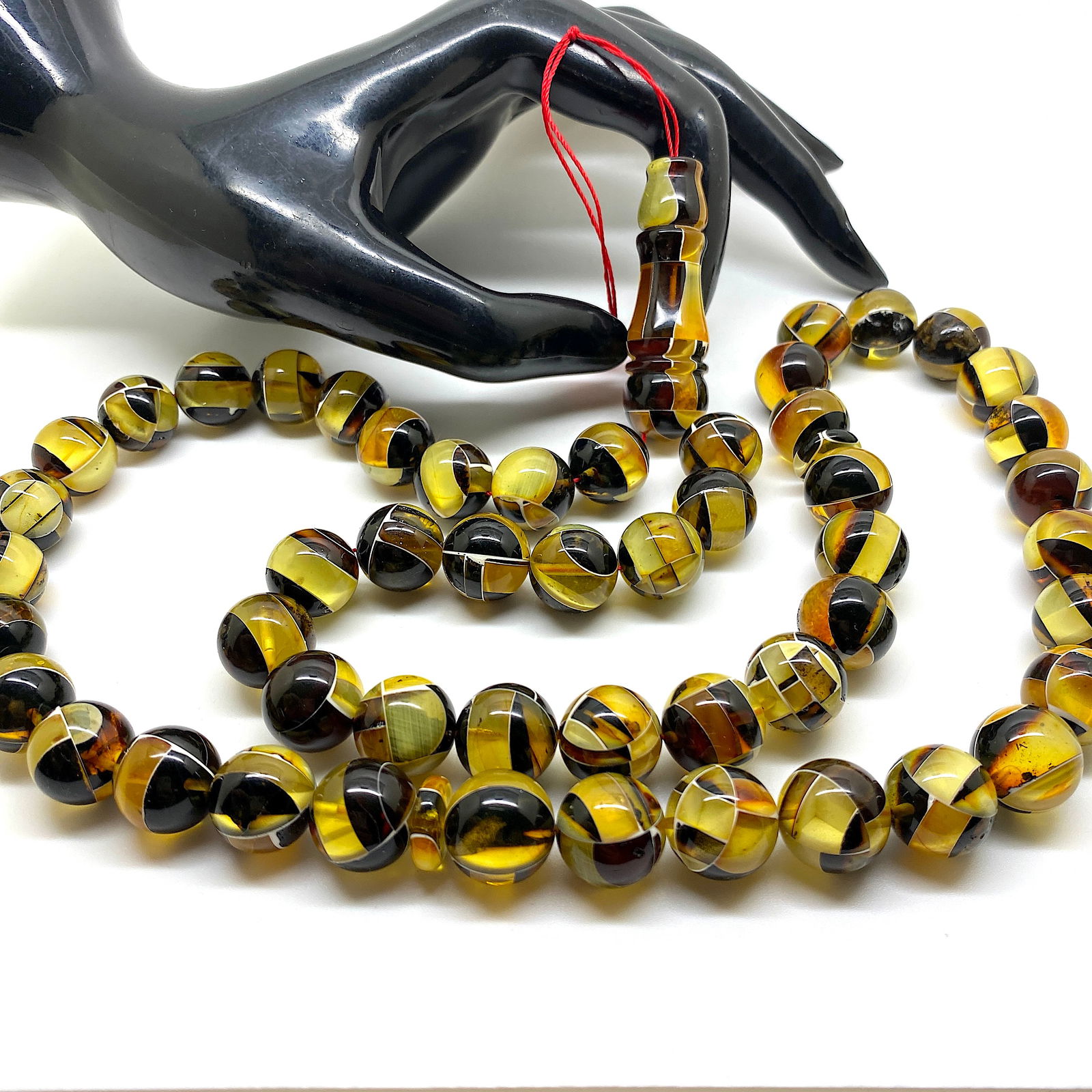 Unique and Staggering Amber Tesbih made from Round Amber beads - 7