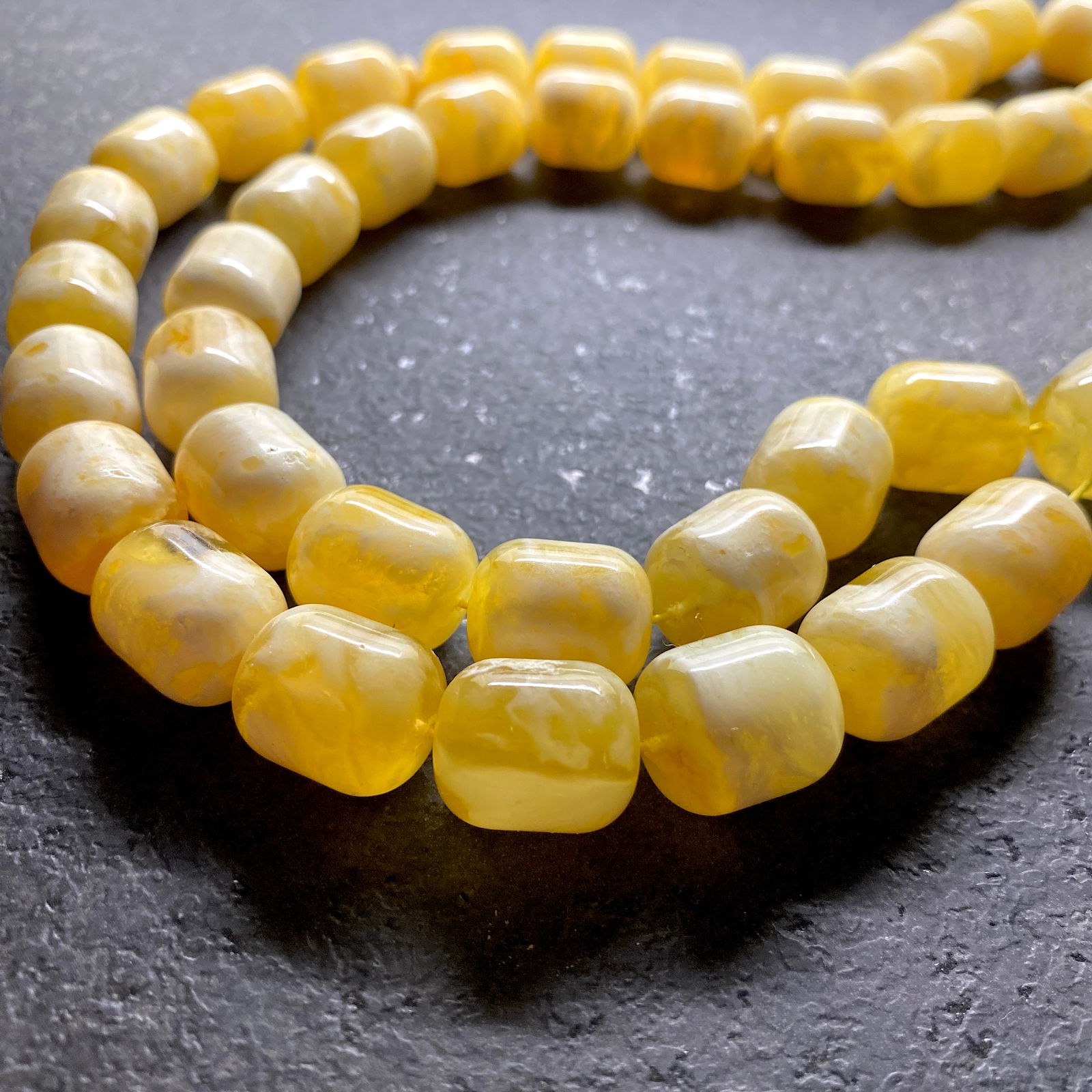 Magnificent Unique Antique Amber Tesbih made from Barrel shaped Amber beads - 2