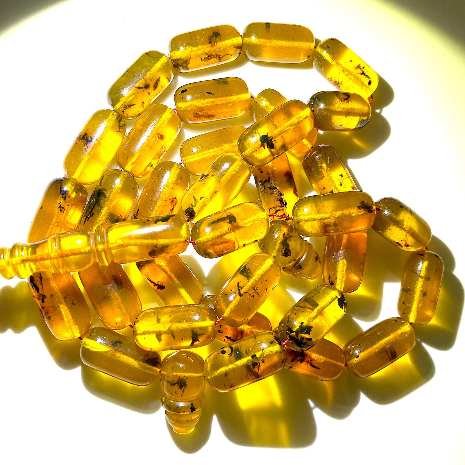 Vintage Amber Tesbih made from Barrel beads with inclusions - 4