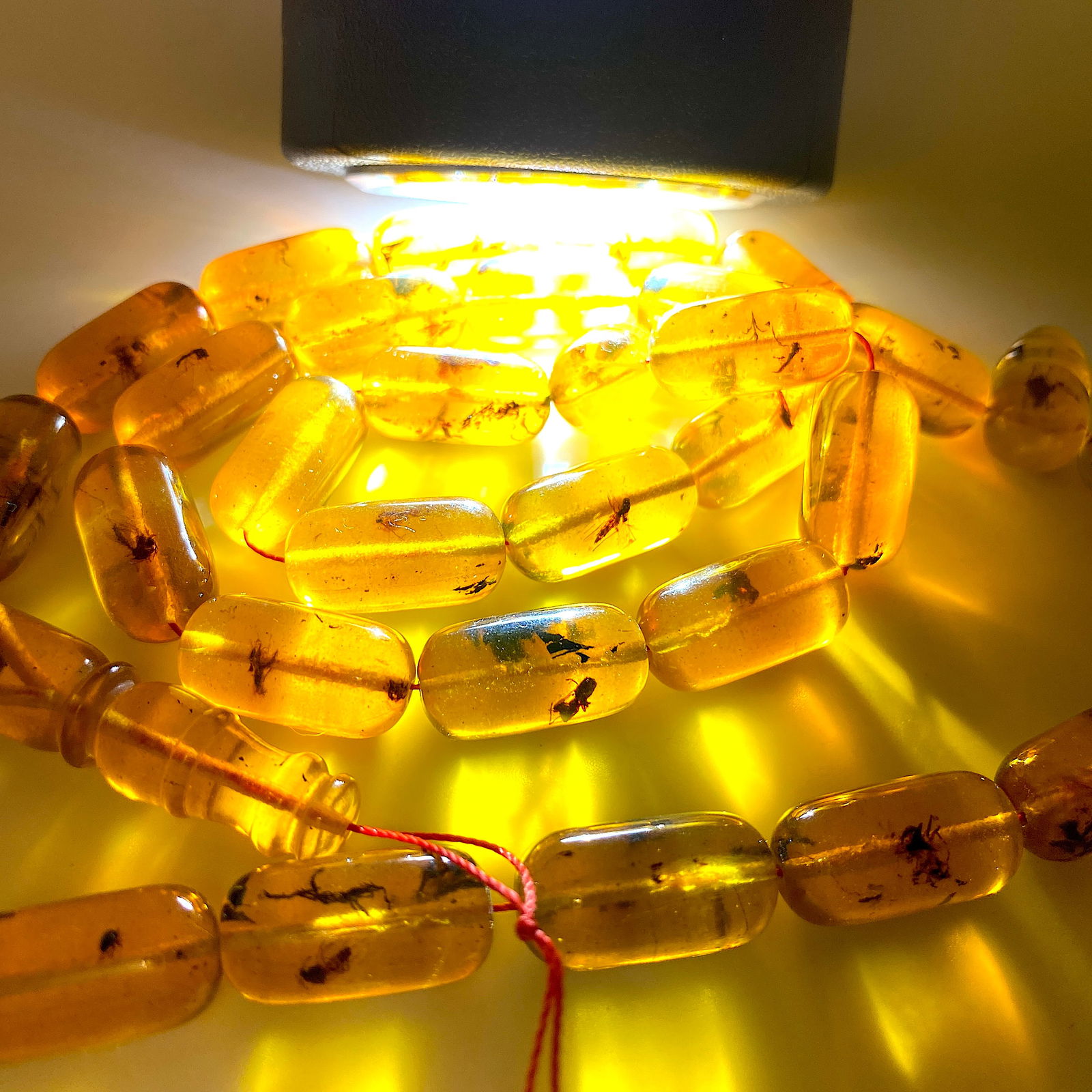 Vintage Amber Tesbih made from Barrel beads with inclusions - 5