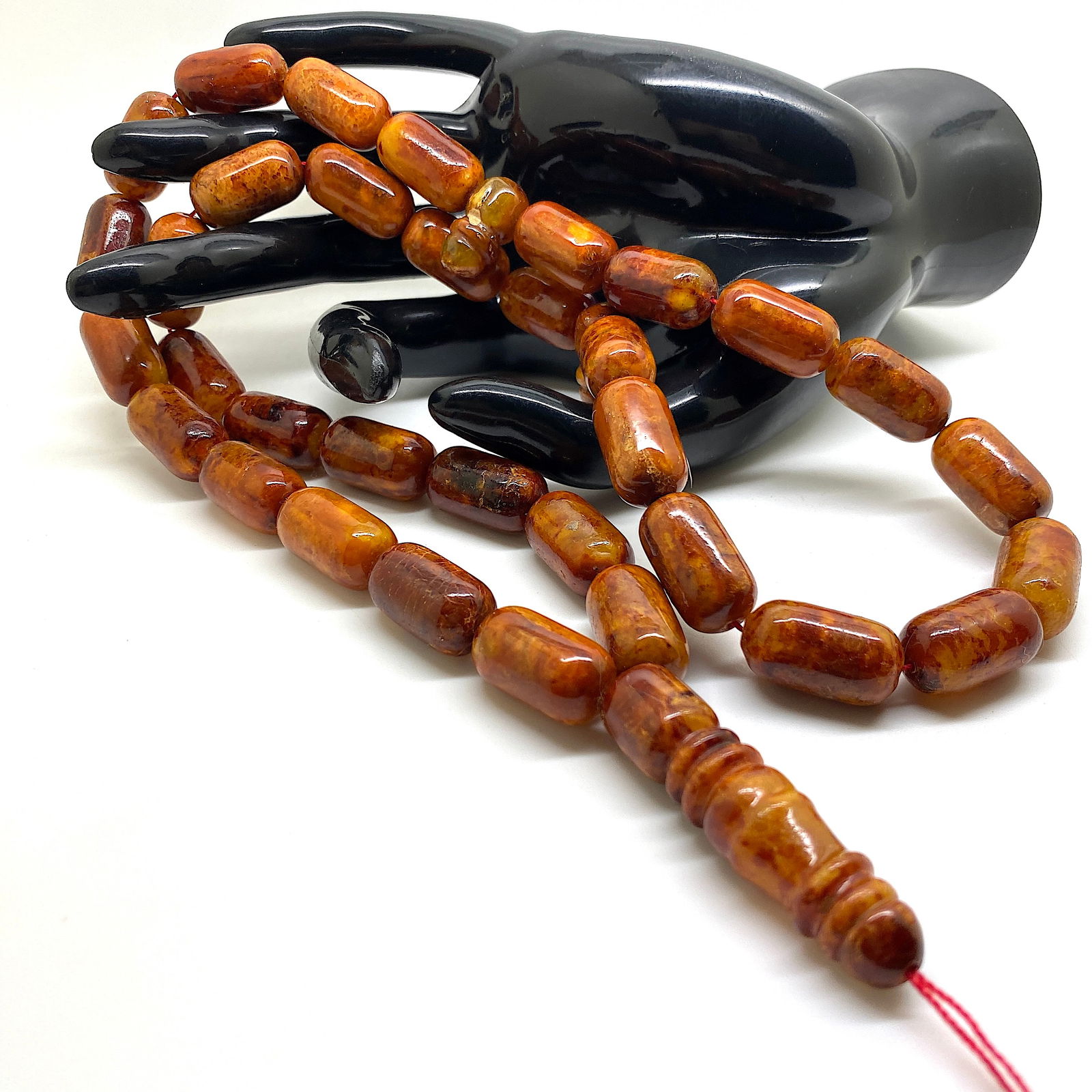 Marvellous Amber Tesbih made from Barrel shaped Amber beads - 7