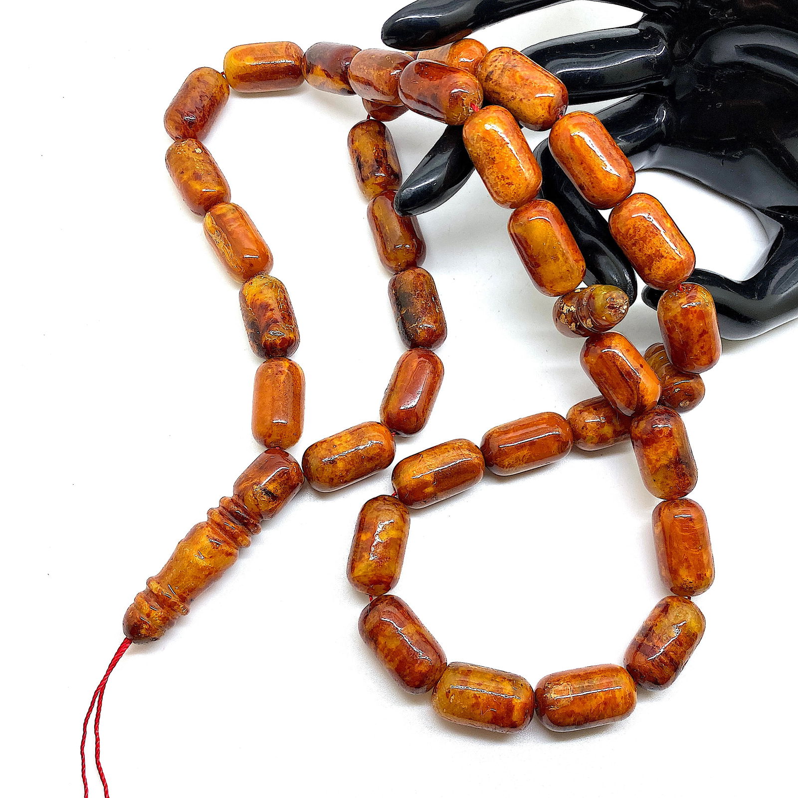 Marvellous Amber Tesbih made from Barrel shaped Amber beads - 9