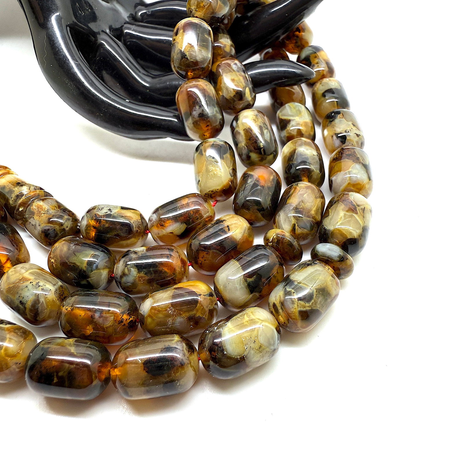 Unique and Impressive Amber Tesbih made from Barrel shaped Amber beads - 5