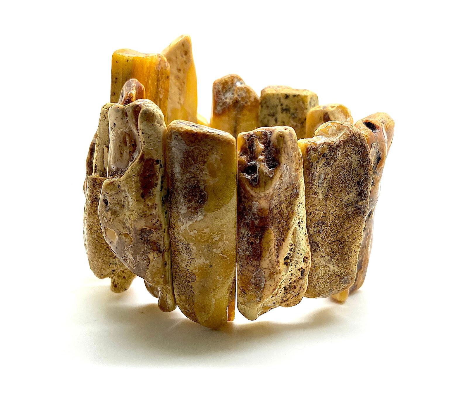 Grand Vintage Amber Bracelet made from Rectangle shaped Amber beads - 10